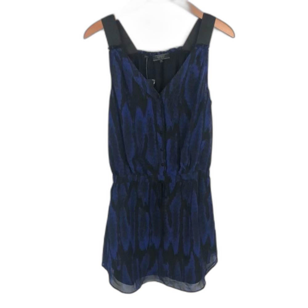 Guess Blue Black Electric Sleeveless Tank Dress NWT Size Small Vacation
